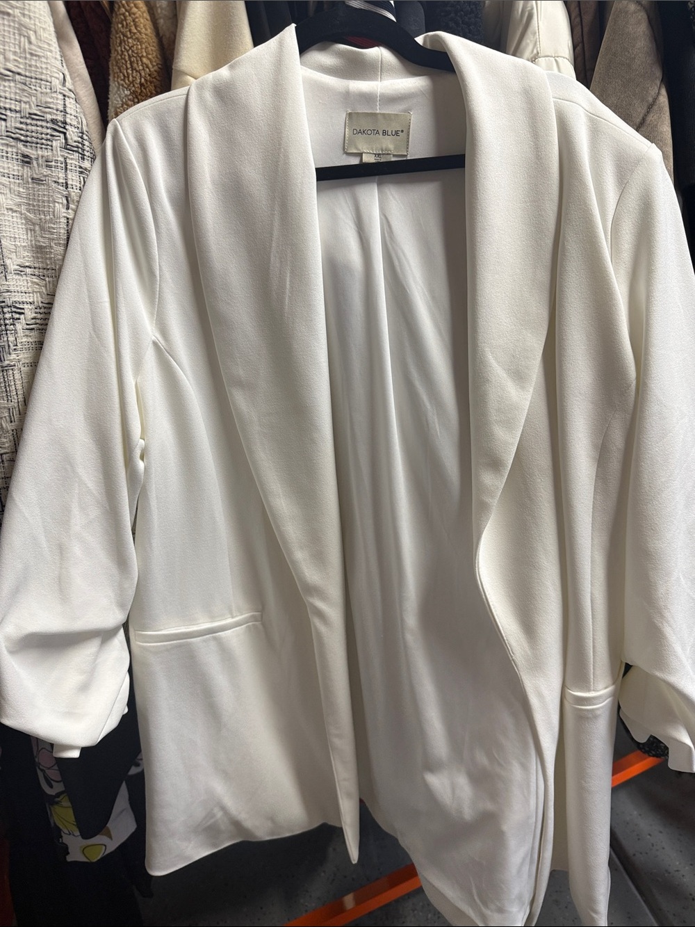 Plus Size White Open Front Blazer Jacket